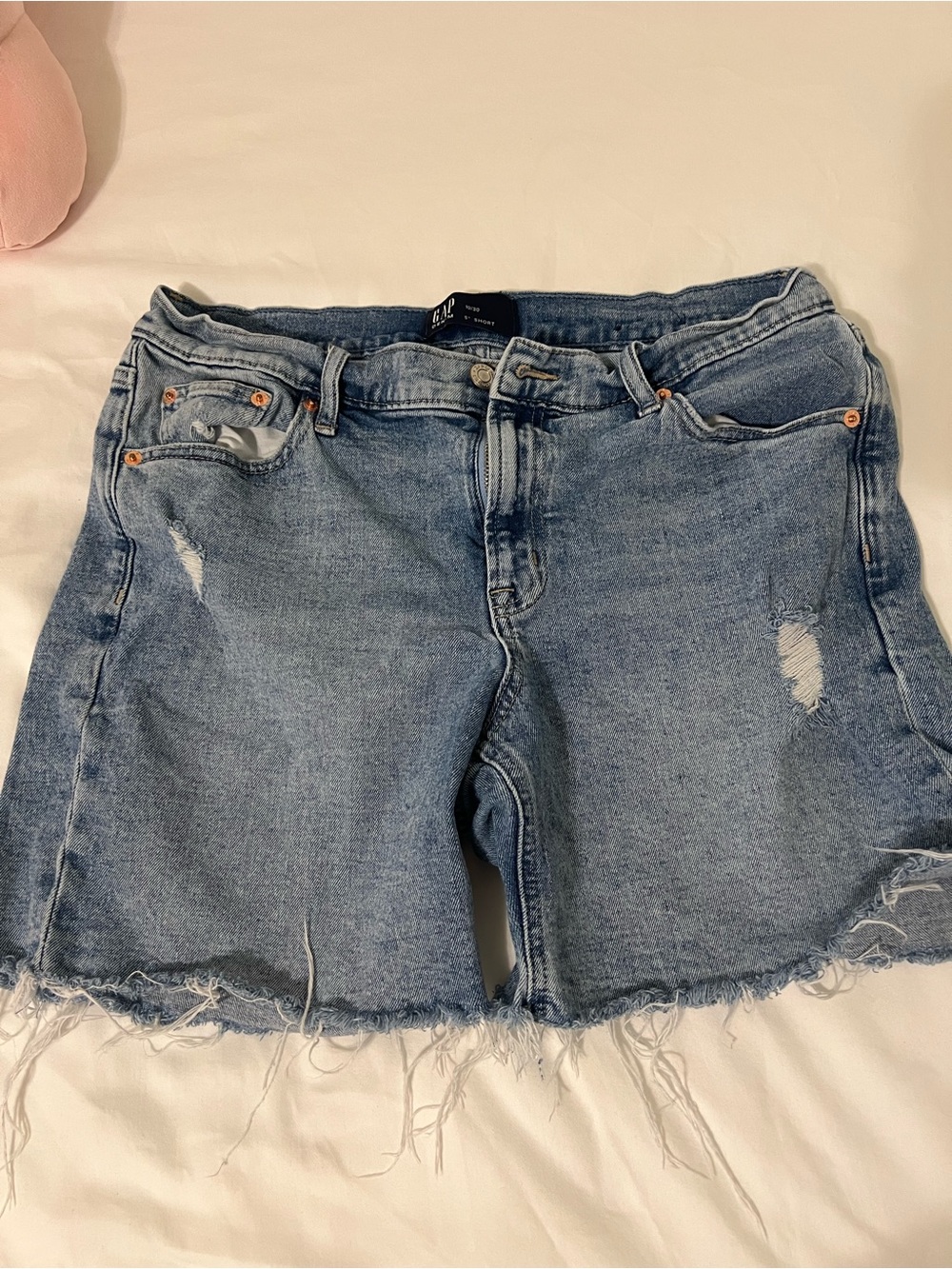 GAP Light Blue Frayed Hem Denim Shorts